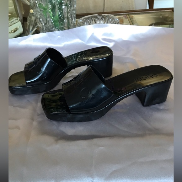 GUCCI made in ITALY size38 (8)black high platform comfortable . NEW ! - Picture 5 of 16